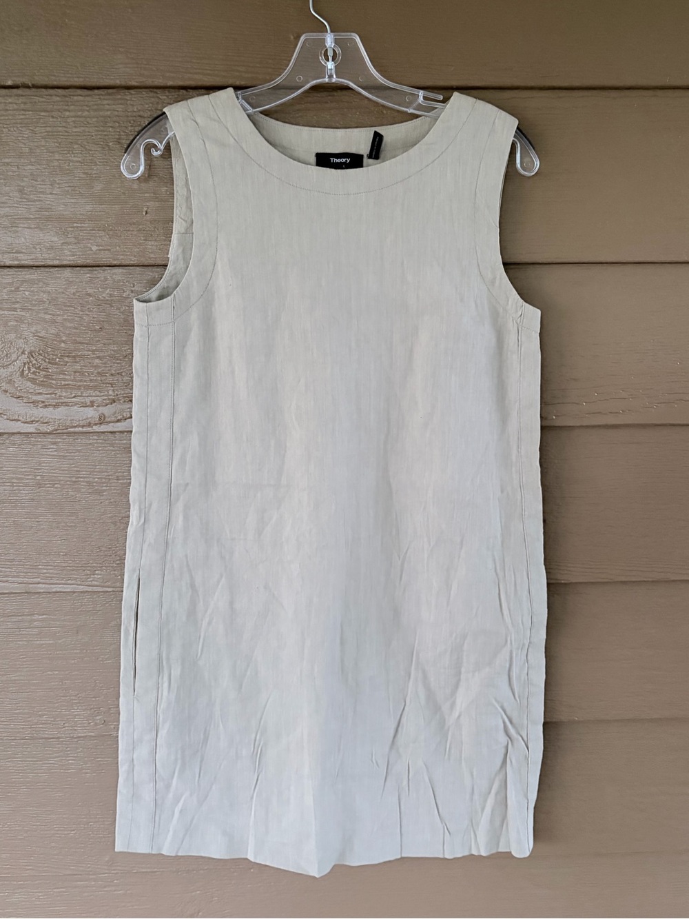 Theory Summer/Spring Sleeveless Gray Linen Shift Dress -Sz 4